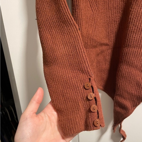 Abercrombie & Fitch Brown Henley Sweater Bodysuit - Picture 3 of 4